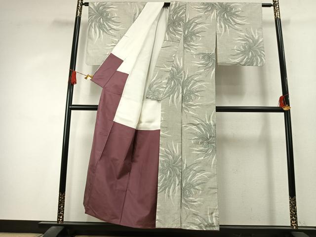 平和屋着物●上質な紬　舞花文　正絹　逸品　AABK7632fy
