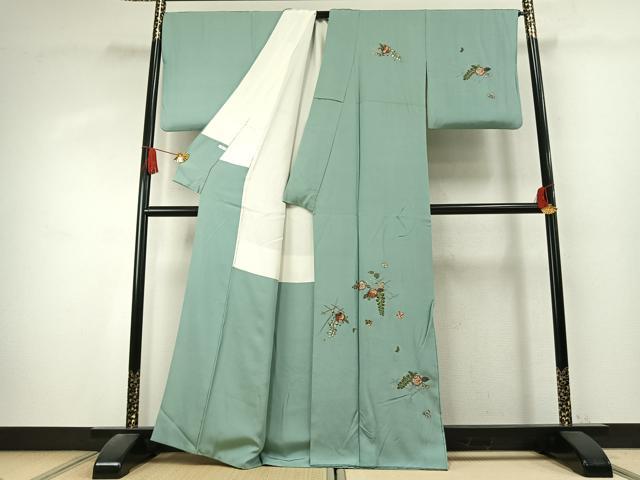 平和屋着物●江戸小紋　訪問着　作家物　総刺繍　辻が花　金銀糸　正絹　逸品　AABK7634fy