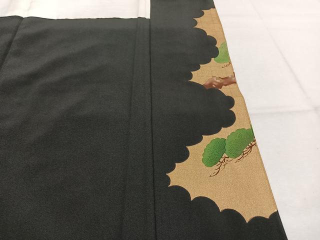 平和屋着物●豪華黒留袖 駒刺繍 風神雷神 金彩 正絹 逸品 AABK7635fy