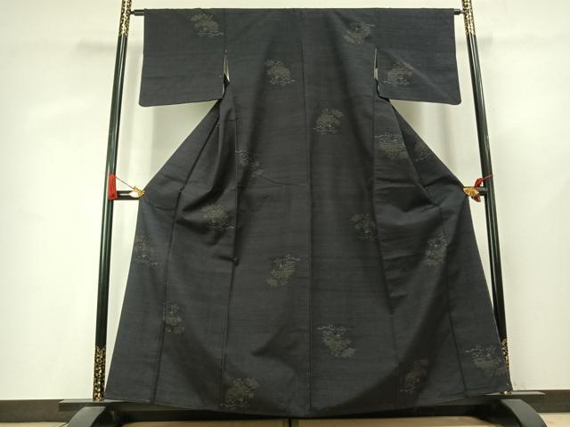 平和屋着物●結城紬　80亀甲　草花文　飛び亀甲柄　正絹　逸品　AABK7640fy