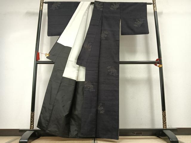平和屋着物●結城紬　80亀甲　草花文　飛び亀甲柄　正絹　逸品　AABK7640fy