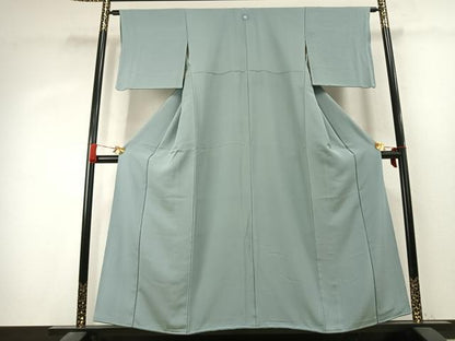 平和屋着物●上質な色無地　千草鼠色　正絹　逸品　AABK7644fy