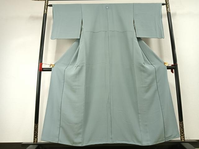 平和屋着物●上質な色無地　千草鼠色　正絹　逸品　AABK7644fy