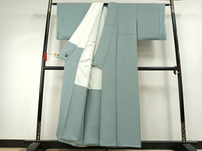平和屋着物●上質な色無地　千草鼠色　正絹　逸品　AABK7644fy