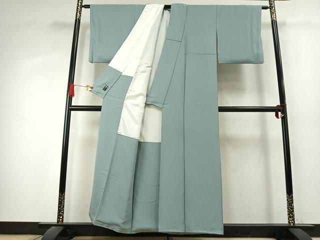 平和屋着物●上質な色無地　千草鼠色　正絹　逸品　AABK7644fy