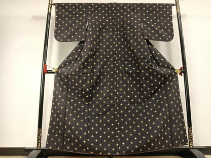 平和屋着物●上質な紬　十字絣　正絹　逸品　AABK7646fy