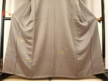 平和屋着物●訪問着　竹屋町刺繍　魚　利休鼠色　金彩　正絹　逸品　未使用　AABK7648fy