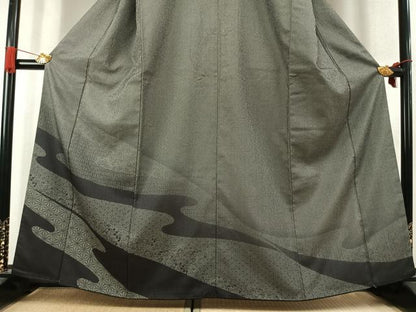 平和屋着物●本塩沢　訪問着　亀甲麻の葉文様　正絹　逸品　AABK7649fy