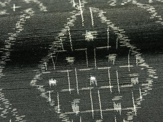 平和屋着物●上質な紬　麻の葉文様　黒地　正絹　逸品　AABK7655fy