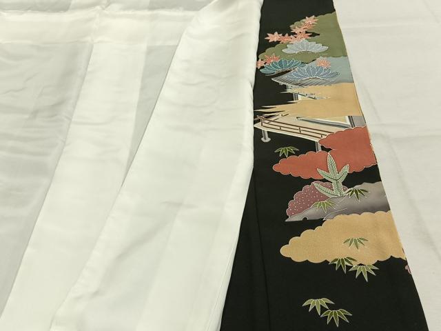 平和屋着物●豪華黒留袖　作家物　風景人物文　金彩　正絹　逸品　未使用　AABK7656fy