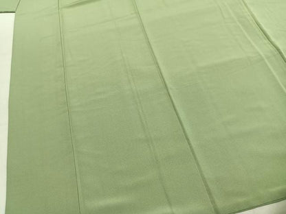 平和屋着物●上質な色無地　若葉色　正絹　逸品　AABK7658fy