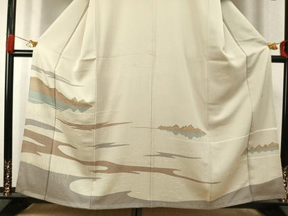 平和屋着物●訪問着　作家物　刺繍　風景文　正絹　逸品　未使用　AABK7659fy