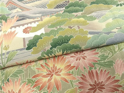 平和屋着物●豪華色留袖　友禅　作家物　風景花文　正絹　逸品　AABK7660fy