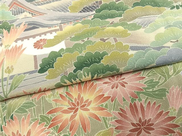 平和屋着物●豪華色留袖　友禅　作家物　風景花文　正絹　逸品　AABK7660fy
