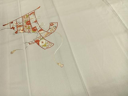 平和屋着物●訪問着　総刺繍　駒刺繍　熨斗花文　金糸　正絹　逸品　未使用　AABK7662fy