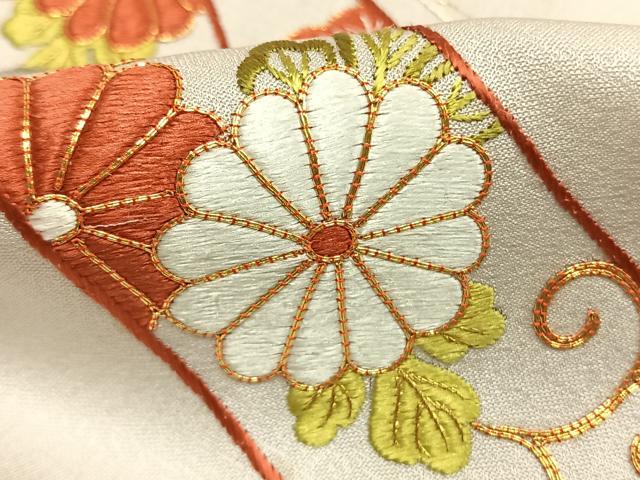 平和屋着物●訪問着　総刺繍　駒刺繍　熨斗花文　金糸　正絹　逸品　未使用　AABK7662fy