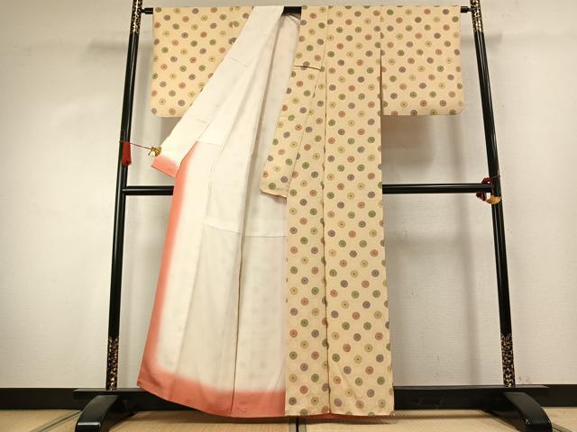 平和屋着物●上質な小紋　地紋起こし　花尽くし　金彩　正絹　逸品　AABK7663fy