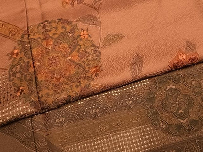 平和屋着物●訪問着　中国三大刺繍　汕頭刺繍　スワトウ刺繍　総刺繍　吉祥花文　暈し染め　正絹　逸品　未使用　AABK7664fy