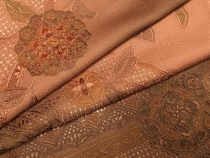 平和屋着物●訪問着　中国三大刺繍　汕頭刺繍　スワトウ刺繍　総刺繍　吉祥花文　暈し染め　正絹　逸品　未使用　AABK7664fy