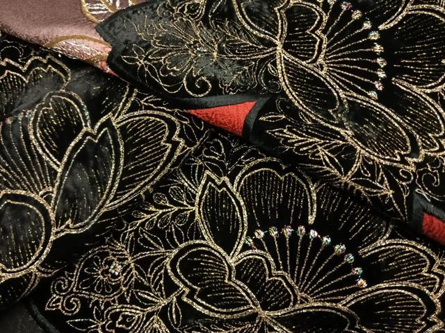 平和屋着物●訪問着　総刺繍　駒刺繍　草花文　暈し染め　金銀糸　ベロア　やまと誂製　正絹　逸品　AABK7665fy