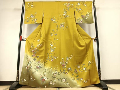平和屋着物●訪問着　枝花文　暈し染め　金彩　正絹　逸品　AABK7666fy