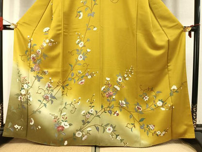 平和屋着物●訪問着　枝花文　暈し染め　金彩　正絹　逸品　AABK7666fy