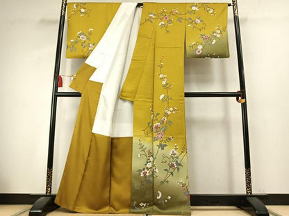 平和屋着物●訪問着　枝花文　暈し染め　金彩　正絹　逸品　AABK7666fy