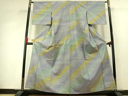 平和屋着物●菅原工房　菅原結作　漢方染紬　斜縞　正絹　逸品　AABK7671fy