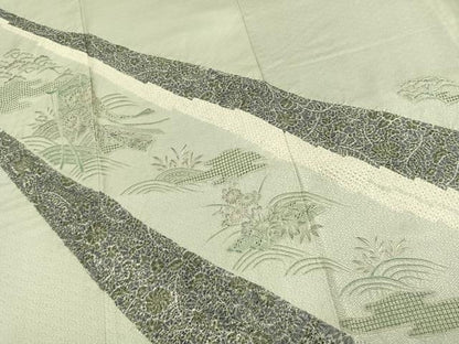 平和屋着物●訪問着　中国三大刺繍　汕頭刺繍　スワトウ刺繍　相良刺繍　絞り　草花文　やまと誂製　正絹　逸品　AABK7672fy
