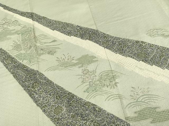 平和屋着物●訪問着　中国三大刺繍　汕頭刺繍　スワトウ刺繍　相良刺繍　絞り　草花文　やまと誂製　正絹　逸品　AABK7672fy