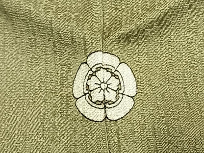 平和屋着物●訪問着　総刺繍　扇面花文　柳茶色　金糸　正絹　逸品　AABK7676fy