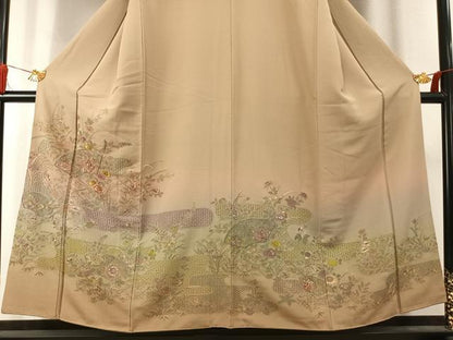 平和屋着物●訪問着　中国三大刺繍　汕頭刺繍　スワトウ刺繍　総刺繍　地紙花文　暈し染め　金銀糸　正絹　逸品　未使用　AABK7677fy