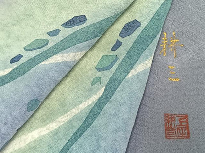 平和屋着物●上田耕三　訪問着　抽象文様　暈し染め　正絹　逸品　未使用　AABK7679fy