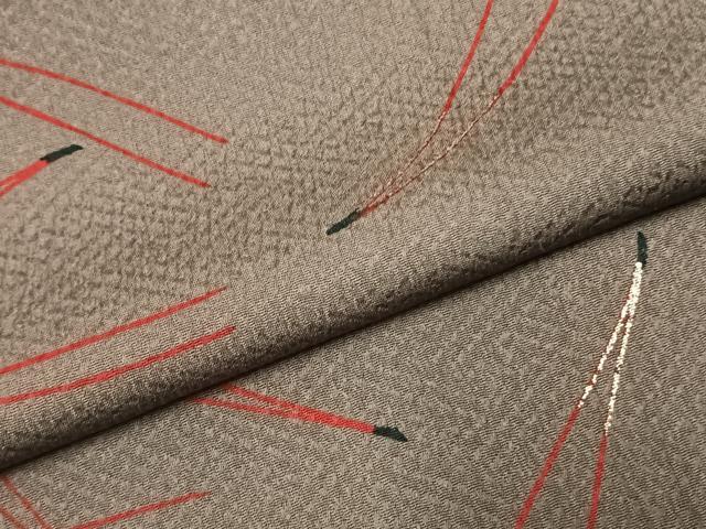平和屋着物●上質な小紋　松葉文　金彩　正絹　逸品　AABK7683fy