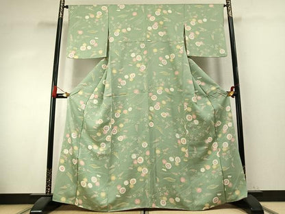 平和屋着物●上質な小紋　草花文　正絹　逸品　AABK7686fy