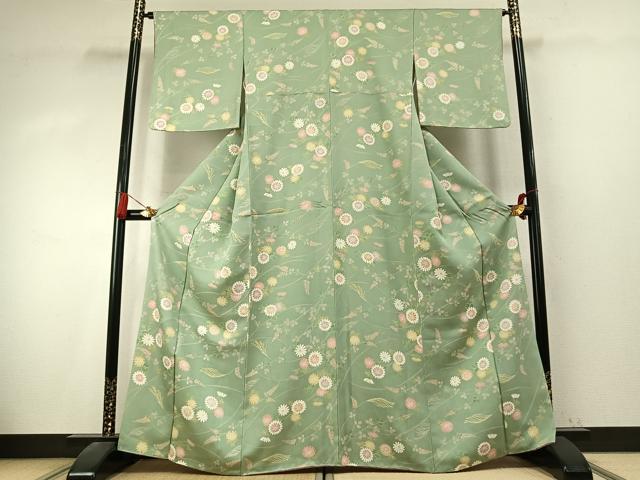 平和屋着物●上質な小紋　草花文　正絹　逸品　AABK7686fy