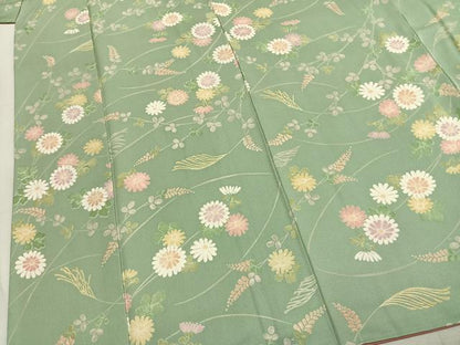 平和屋着物●上質な小紋　草花文　正絹　逸品　AABK7686fy