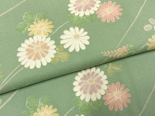 平和屋着物●上質な小紋　草花文　正絹　逸品　AABK7686fy