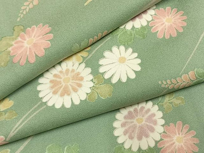 平和屋着物●上質な小紋　草花文　正絹　逸品　AABK7686fy