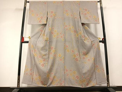 平和屋着物●上質な小紋　草花文　正絹　逸品　AABK7687fy