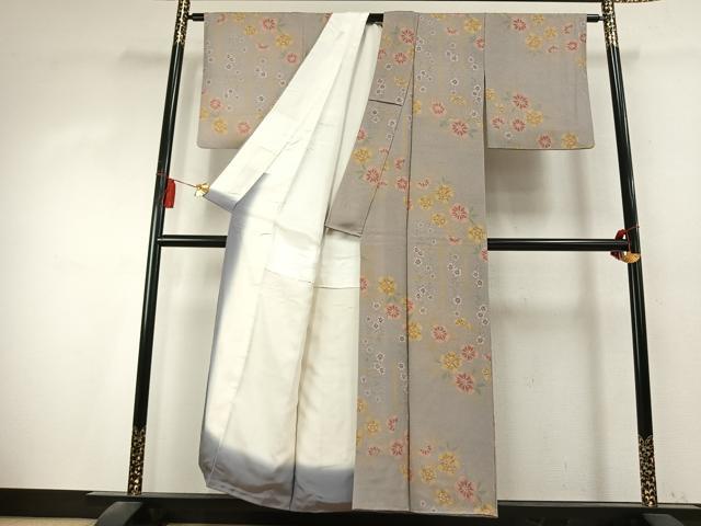 平和屋着物●上質な小紋　草花文　正絹　逸品　AABK7687fy