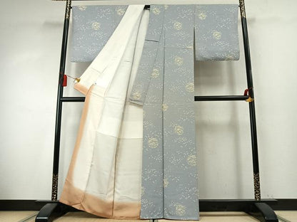 平和屋着物●上質な小紋　舞花文　正絹　逸品　AABK7690fy