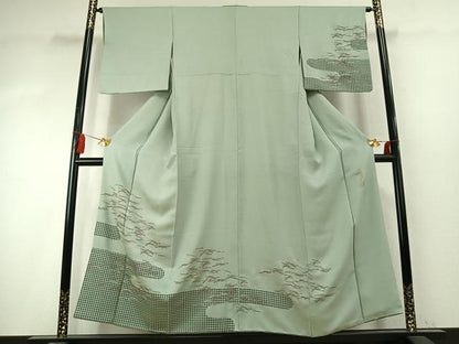 平和屋着物●染色の魔術師　染乃座・大久保玄才　そめのざ玄才　訪問着　松葉　芝文　正絹　逸品　AABK7691fy