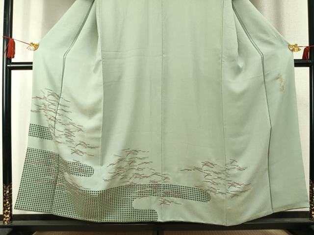 平和屋着物●染色の魔術師　染乃座・大久保玄才　そめのざ玄才　訪問着　松葉　芝文　正絹　逸品　AABK7691fy