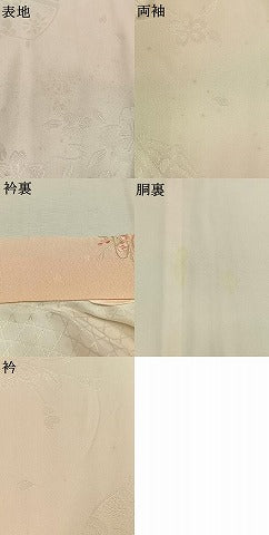 平和屋着物●振袖用長襦袢　無双仕立て　舞桜地紋　暈し染め　鈴乃屋扱い　半衿刺繍　正絹　逸品　AABK7693fy