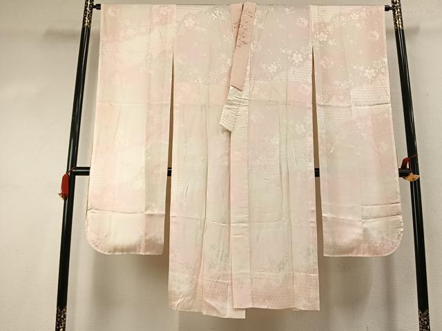 平和屋着物●振袖用長襦袢　無双仕立て　舞桜地紋　暈し染め　鈴乃屋扱い　半衿刺繍　正絹　逸品　AABK7693fy