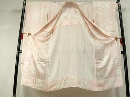 平和屋着物●振袖用長襦袢　無双仕立て　舞桜地紋　暈し染め　鈴乃屋扱い　半衿刺繍　正絹　逸品　AABK7693fy