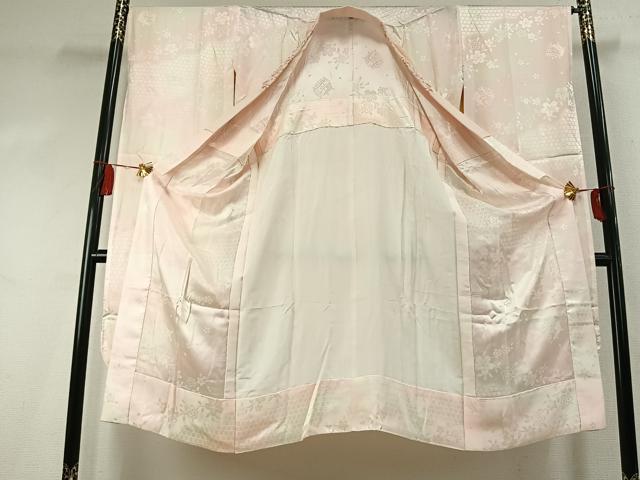 平和屋着物●振袖用長襦袢　無双仕立て　舞桜地紋　暈し染め　鈴乃屋扱い　半衿刺繍　正絹　逸品　AABK7693fy