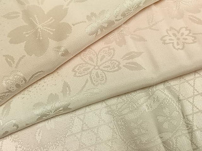 平和屋着物●振袖用長襦袢　無双仕立て　舞桜地紋　暈し染め　鈴乃屋扱い　半衿刺繍　正絹　逸品　AABK7693fy
