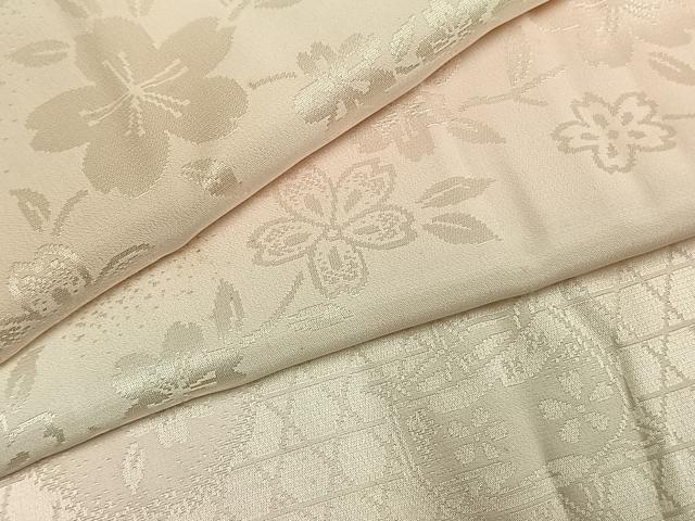 平和屋着物●振袖用長襦袢　無双仕立て　舞桜地紋　暈し染め　鈴乃屋扱い　半衿刺繍　正絹　逸品　AABK7693fy